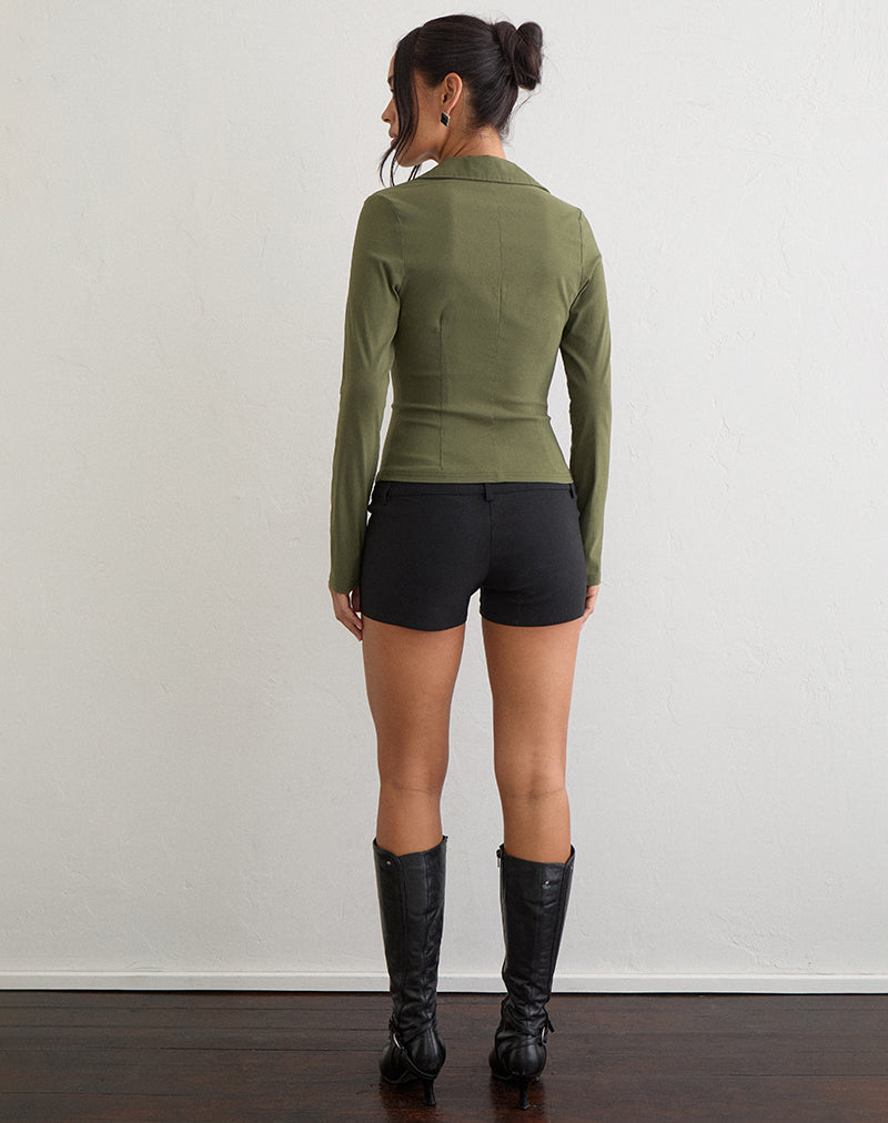 Image of Anika V Shirt in Stretch Tailoring Khaki
