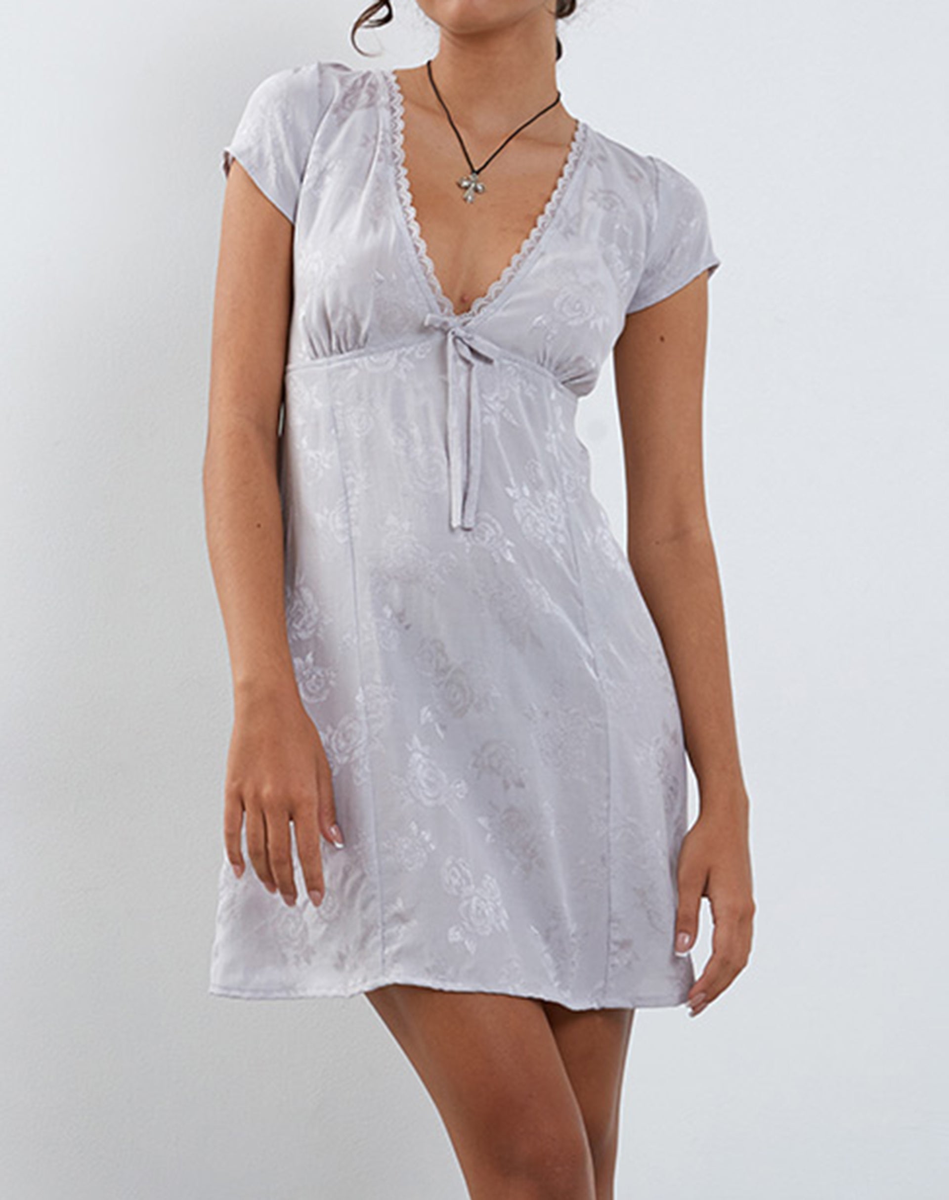 Image of Anjalia Mini Dress in Satin Rose Silver Grey