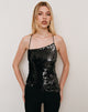 Image of Annie Asymmetric Strappy Top in Sequin Black