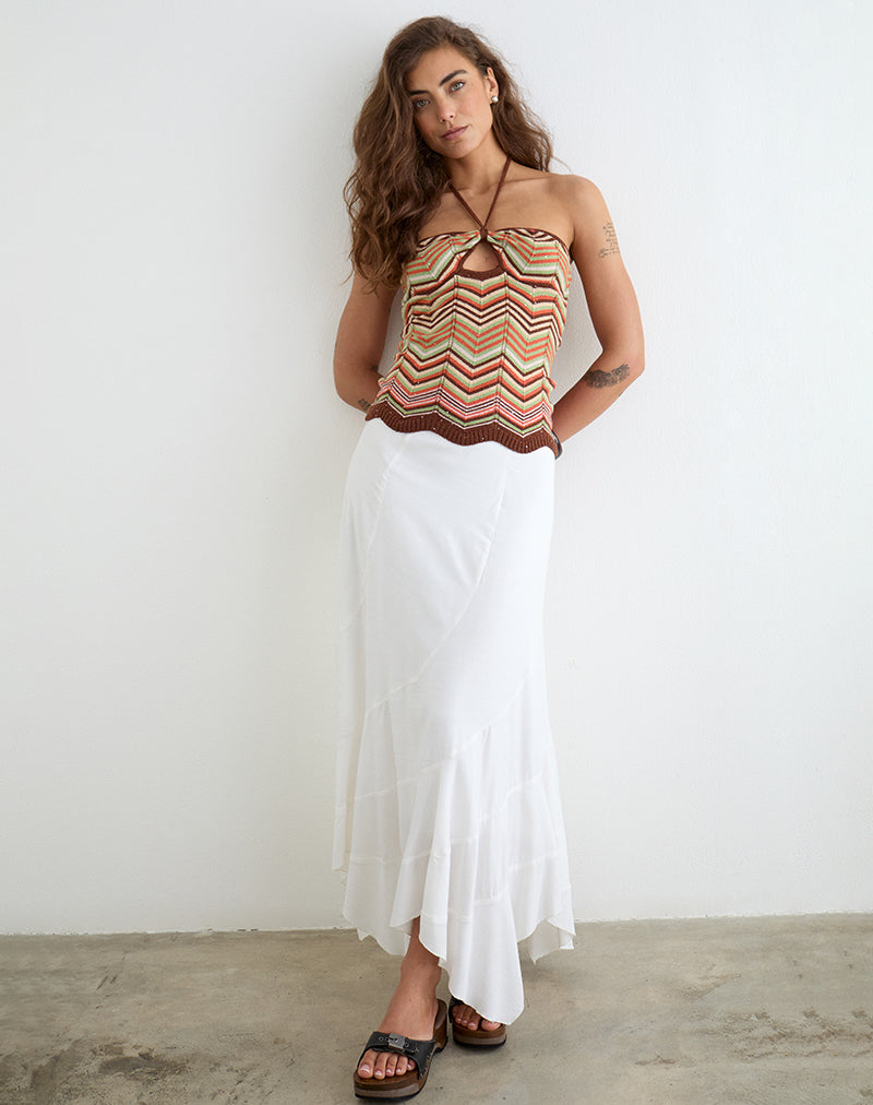 Image of Anona Halter Top in Green Multi Stripe