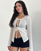 Image of Araceli Tie Front Top in Crinkle Ecru