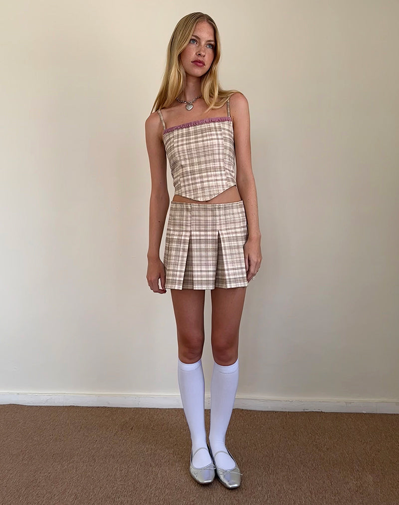 Image of Archie Corset Top in Cream Pastel Check