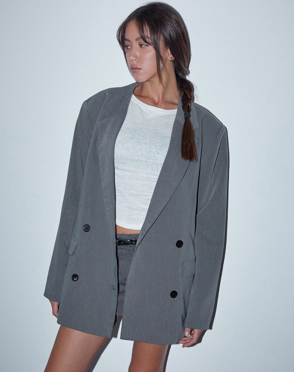 Ardea Double Breasted Blazer in Charcoal Tailoring