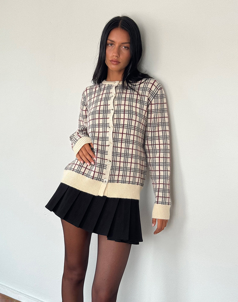 Image of Arlene Cardigan Checked Knit Cream