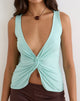 Image of Arlys Twist Detail Top in Rayon Jersey Aqua