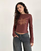 Image of Armali Top in Mesh Tonal Flower Brown