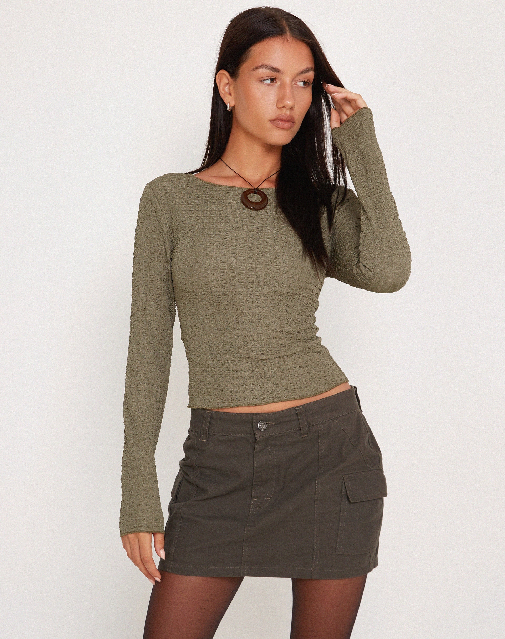 Image of Armina Long Sleeve Top in Khaki