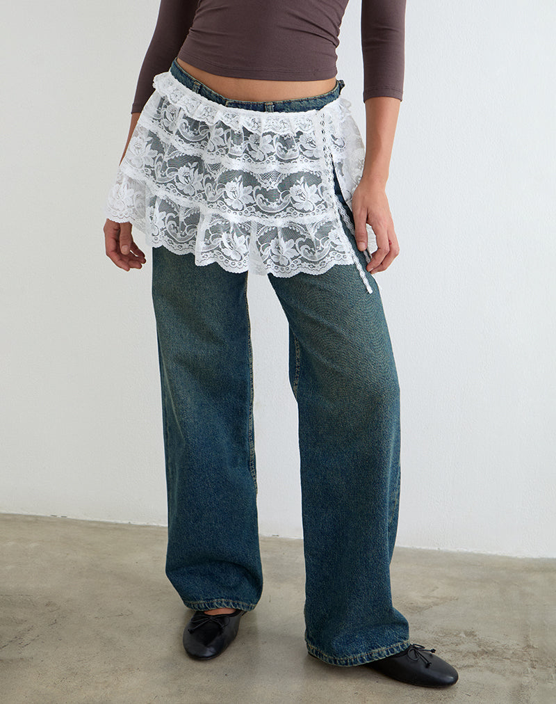 Image of Asa Wrap Belt Skirt in Lace White
