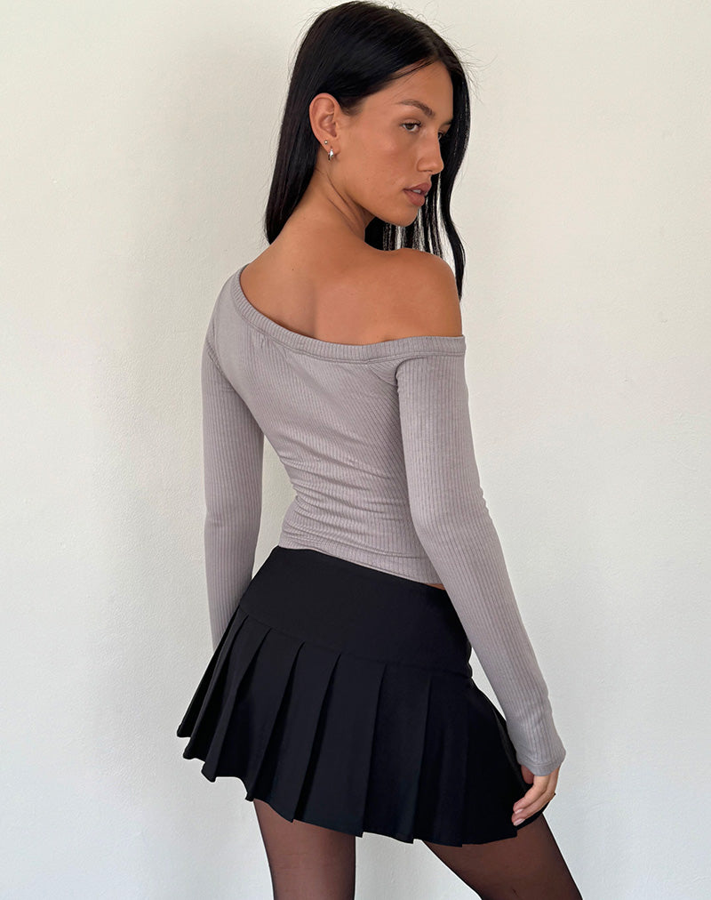 Image of Ashia Asymmetrical Long Sleeve Top in Elephant Grey