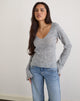 Image of Ashla Long Sleeve Top in Sheer Knit Grey