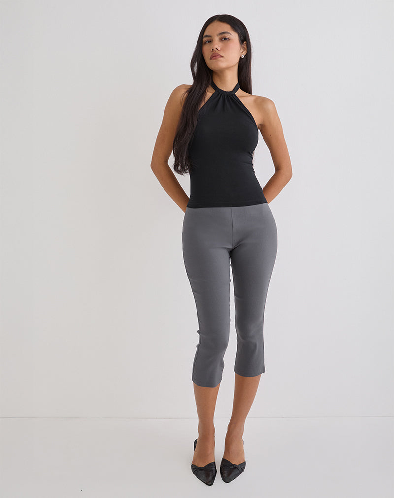 Image of Asla Cropped Capri Trouser in Stretch Tailoring Charcoal