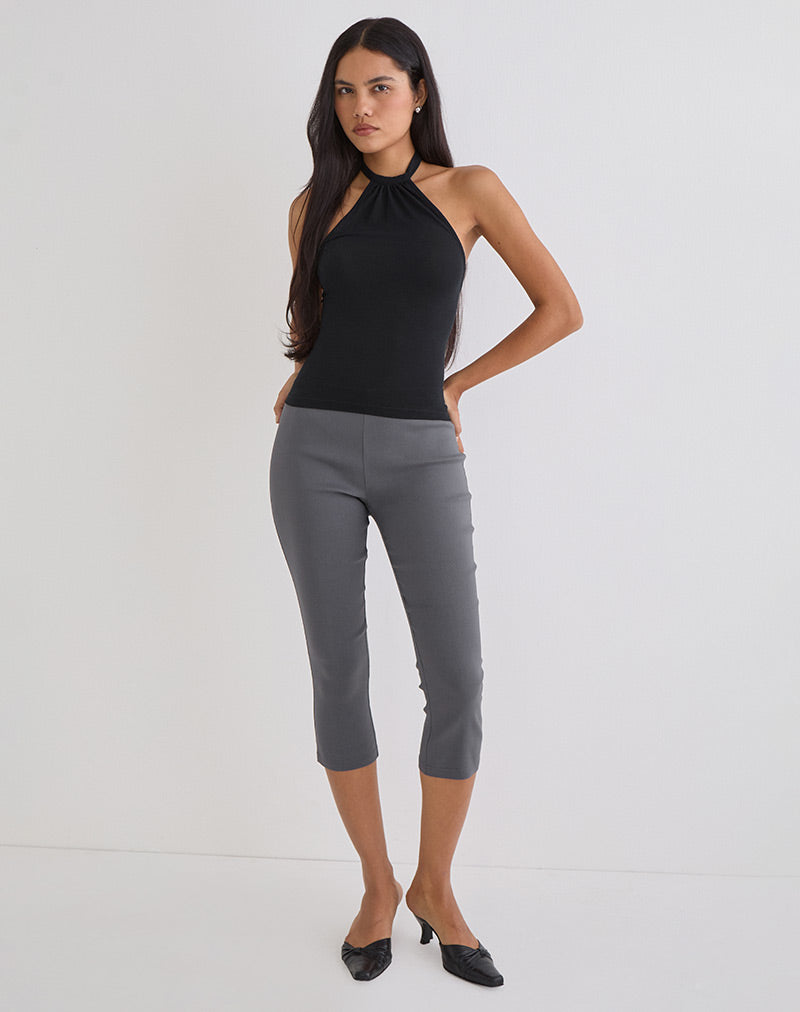 Image of Asla Cropped Capri Trouser in Stretch Tailoring Charcoal