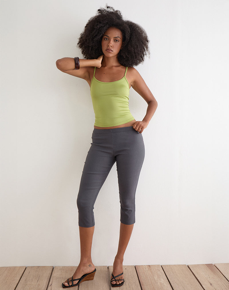 Immagine dei pantaloni capri cropped Asla in tessuto elasticizzato color antracite