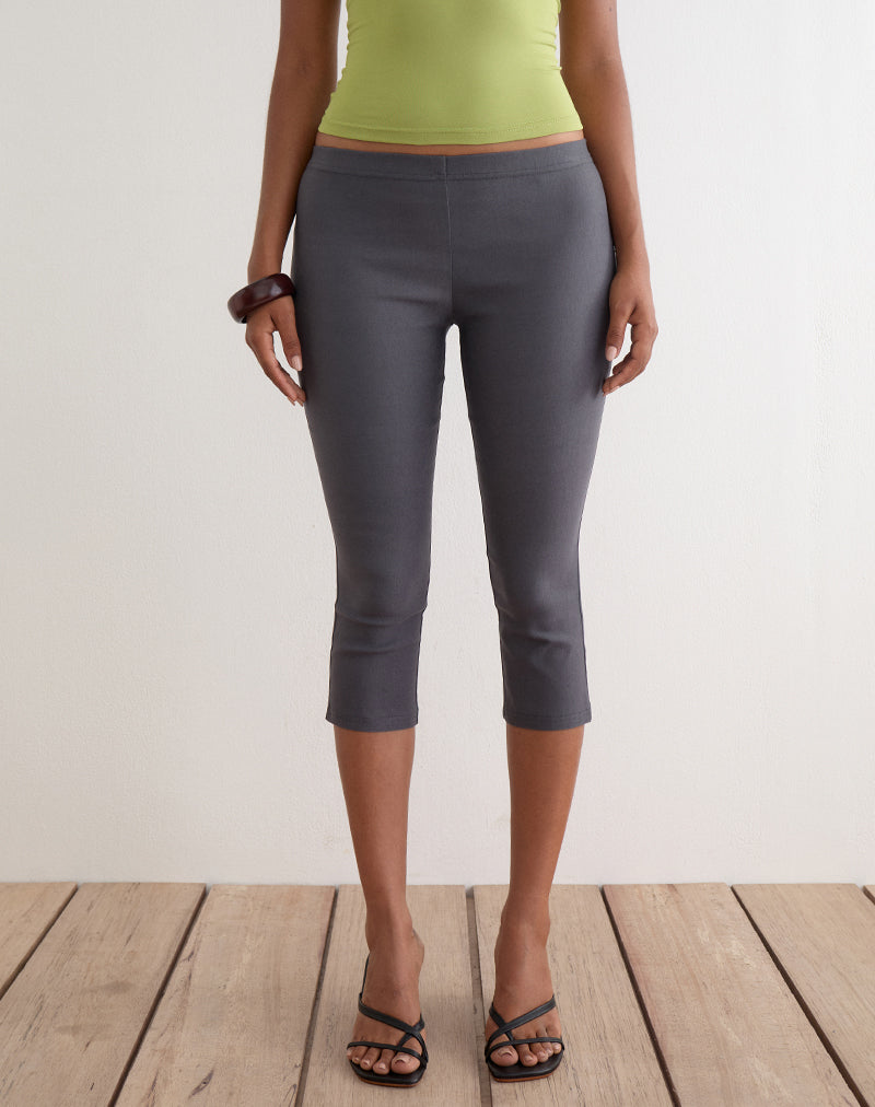 Asla Cropped Capri Trouser in Stretch Tailoring Charcoal