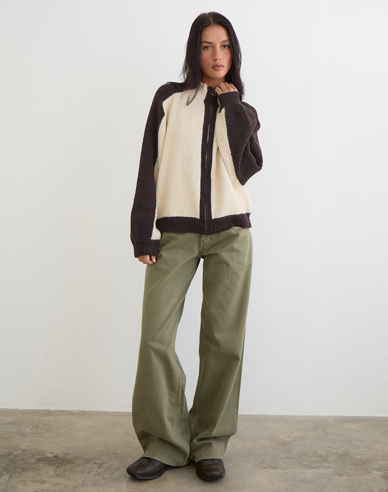Asrar Jumper in Knit Cream and Brown