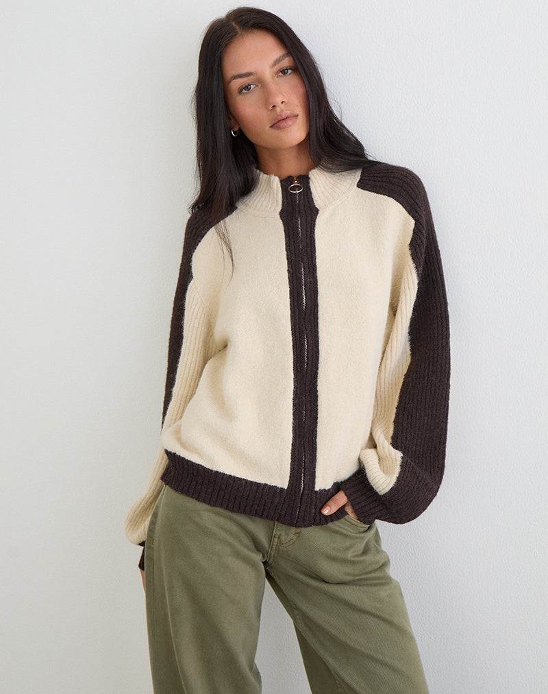 Image of Asrar Jumper in Knit Cream and Brown
