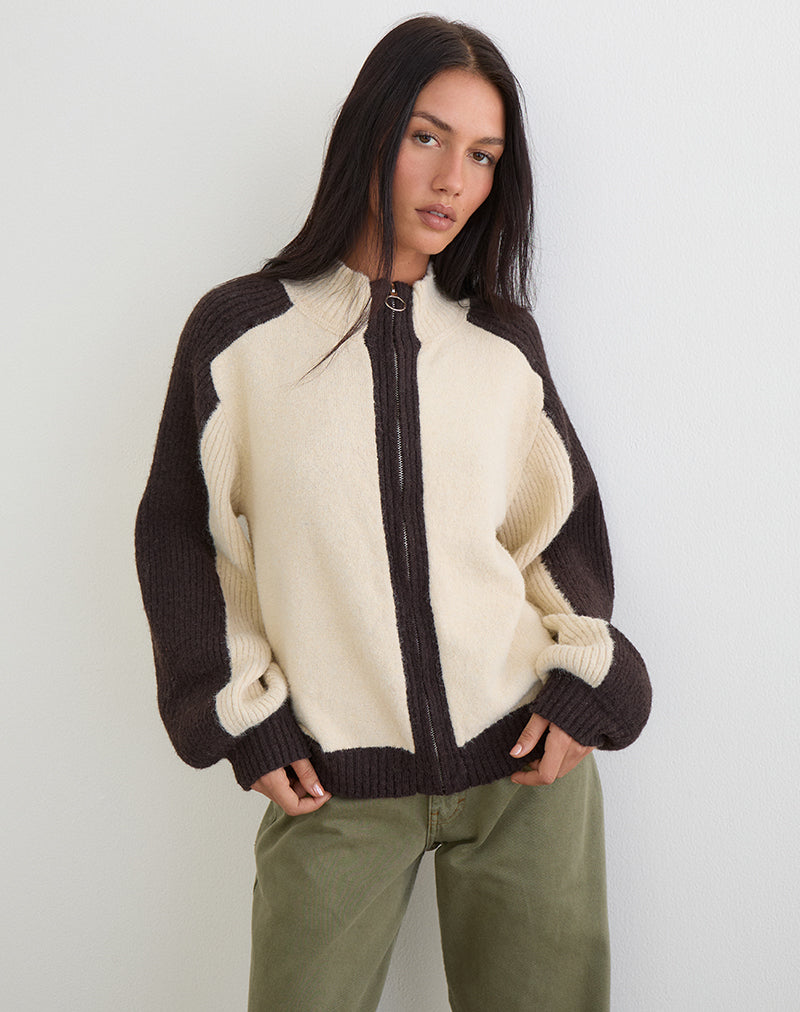 Asrar Jumper in Knit Cream and Brown