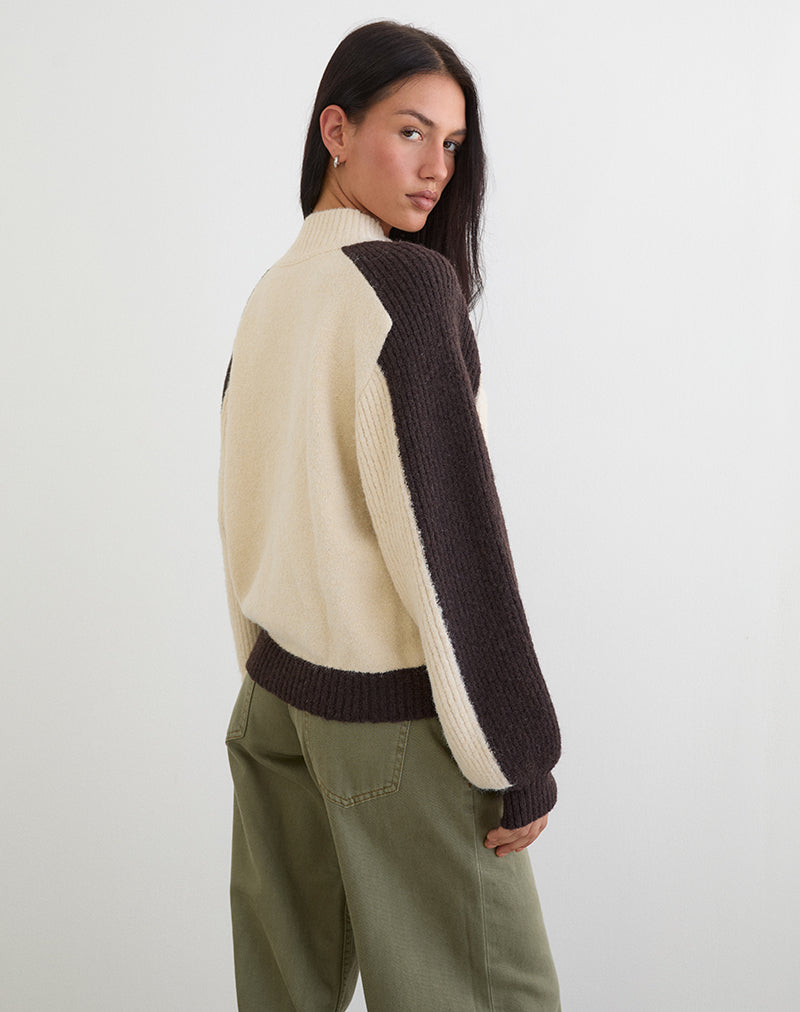 Image of Asrar Jumper in Knit Cream and Brown