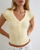 Image of Atheia Gathered V-Neck Top in Rayon Jersey Lemon