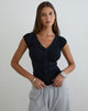 Image of Atheia Gathered V-Neck Top in Rayon Jersey Black