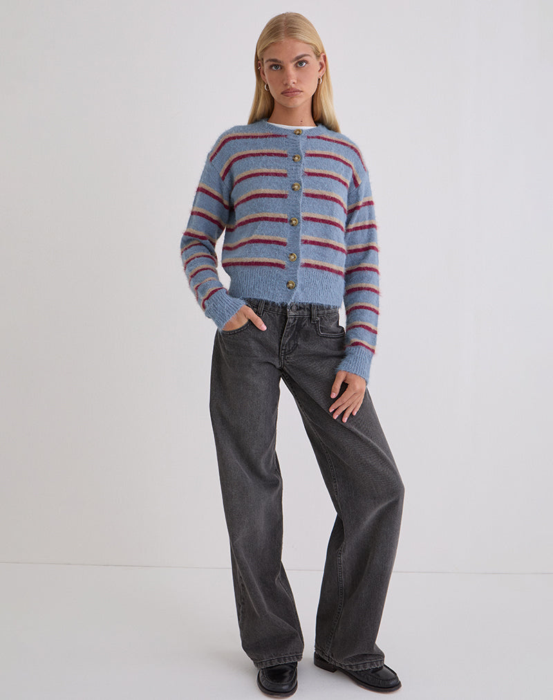 Image of Audrina Cardigan in Blue and Red Stripe