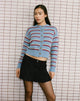 Image of Audrina Cardigan in Blue and Red Stripe