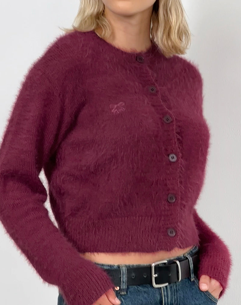 Cardigan Audrina en bordeaux moelleux