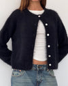 Image of Audrina Cardigan in Fluffy Knit Black