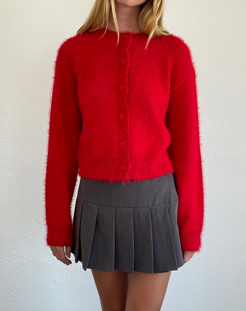 Audrina Cardigan in Fluffy Red