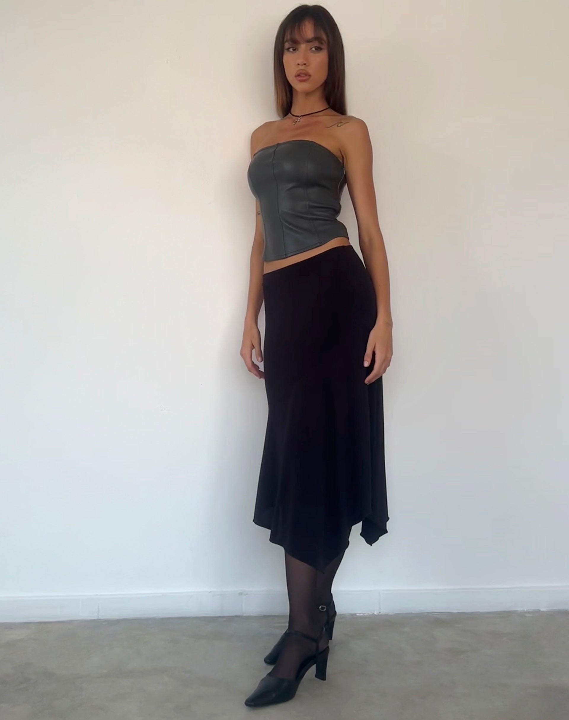 Image of Audy Bandeau Crop Top in PU Slate Grey