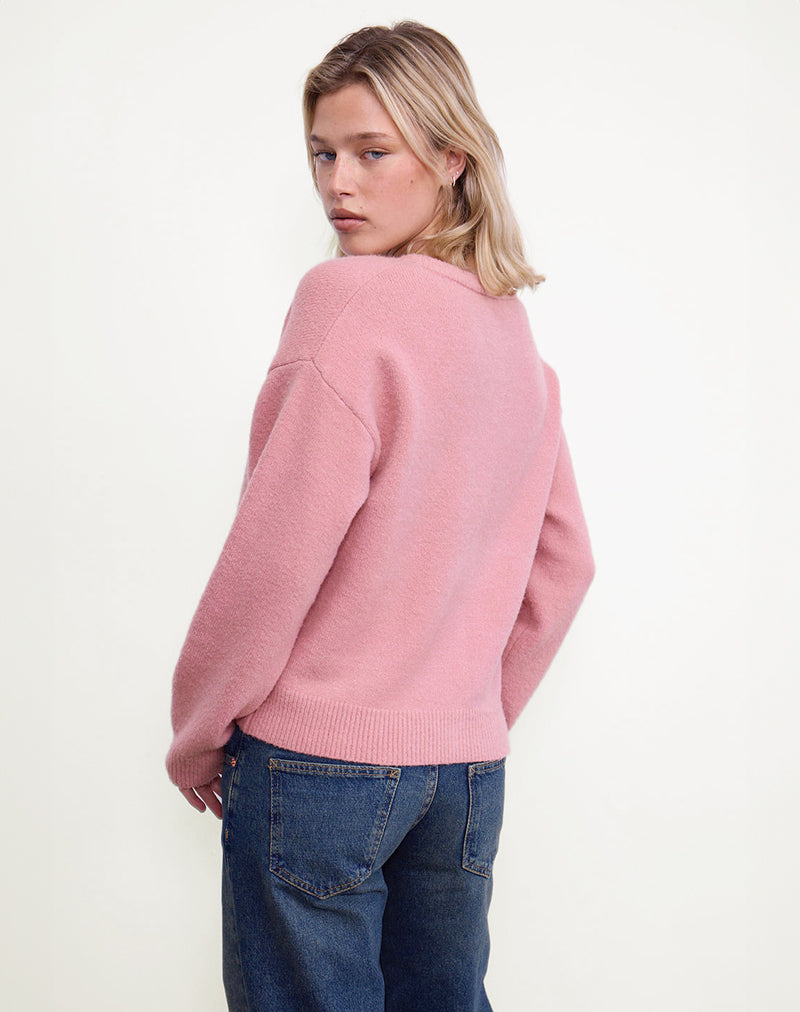 Cardigan Aura en rose poudré