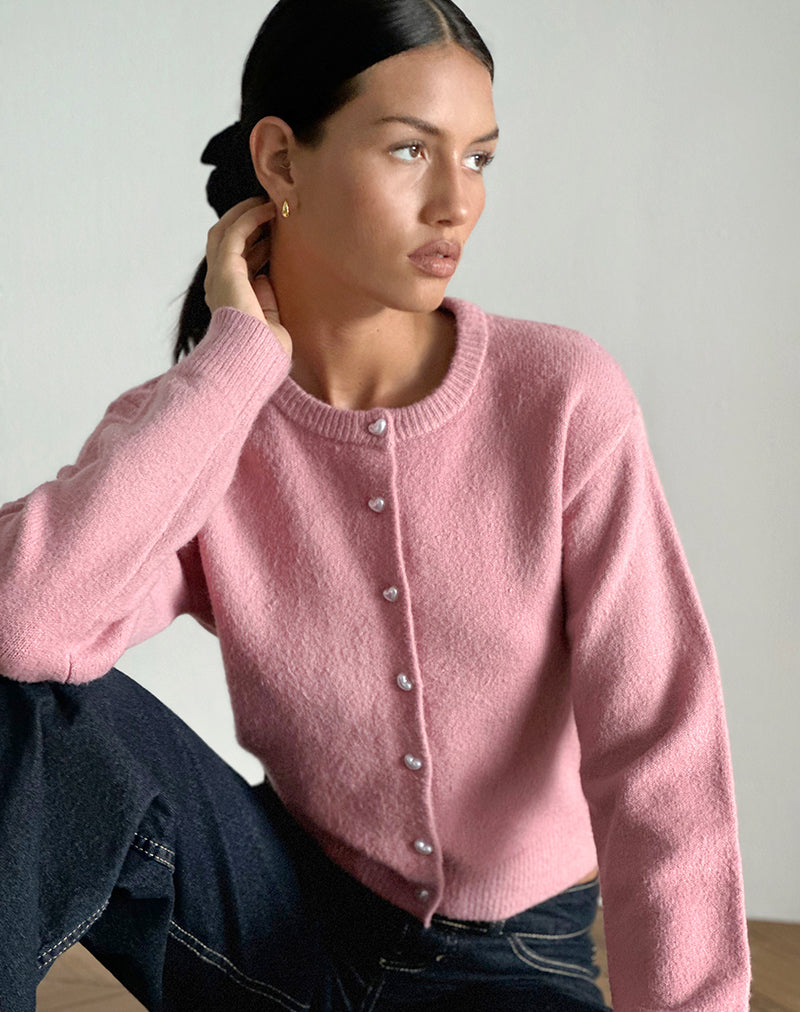 Cardigan Aura en rose poudré