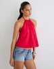 Image of Aure Halterneck Top in Poplin Scarlet Red