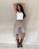 image of Gail Longline Shorts in Taupe Check