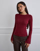 Image of Aven Asymmetric Top in Textured Knit Red