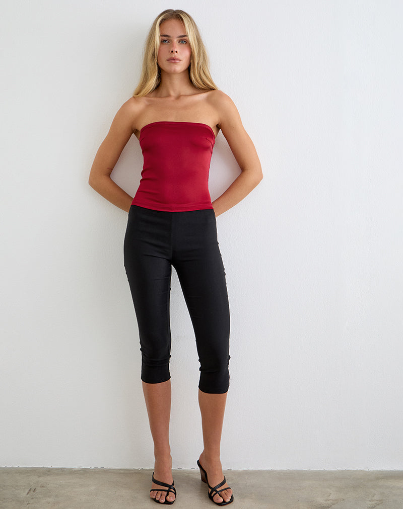 Image of Ayaka Lace Up Corset Top in Satin Red