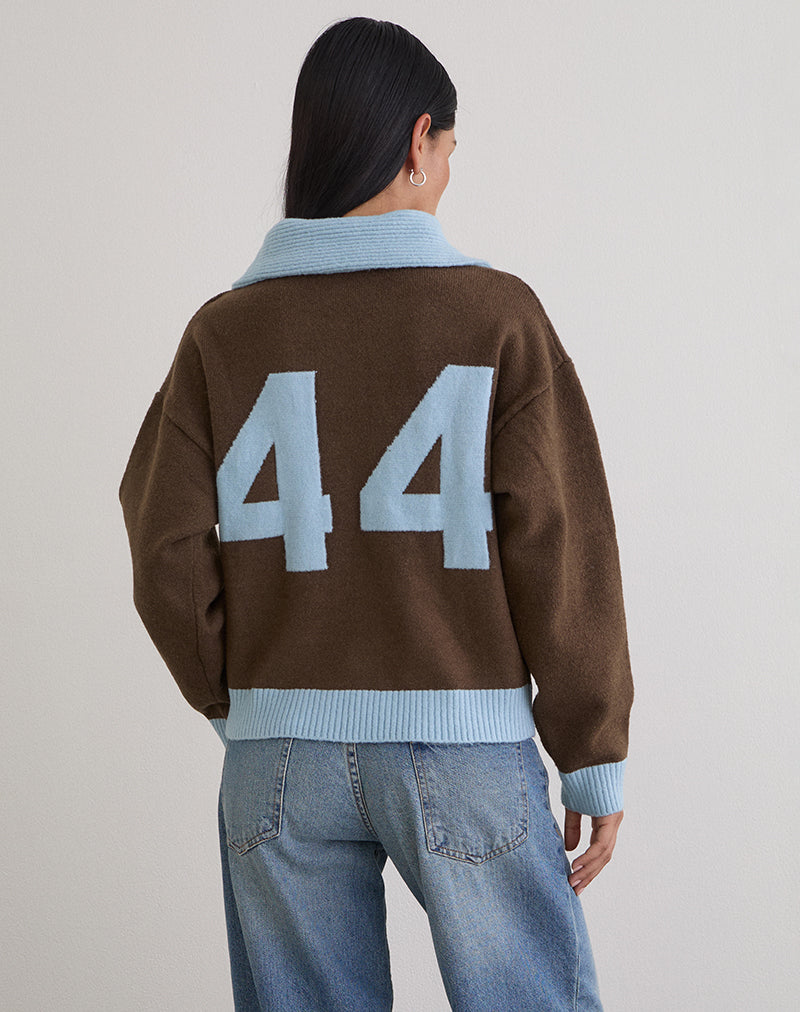 Image of Ayamu Zip Jumper in Knit Brown