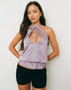 Image of Aynar Deep Plunge Halter Top in Satin Mauve