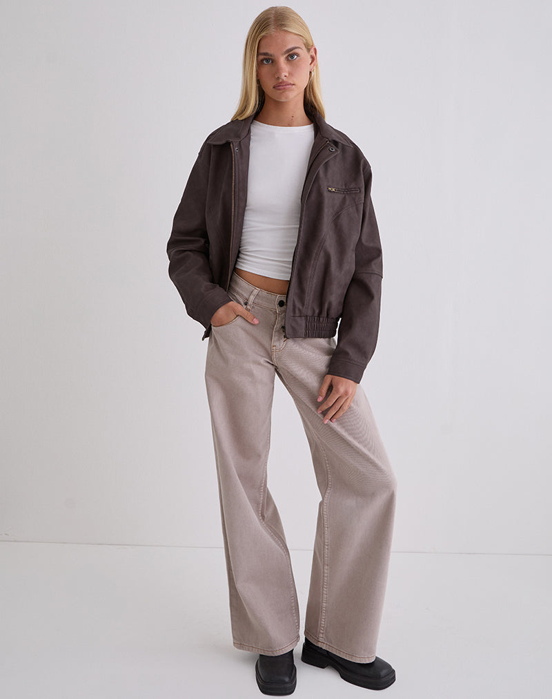 Image of Aviara Cropped Jacket In PU Dark Brown