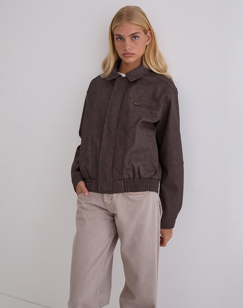 Aviara Jacket In PU Dark Brown
