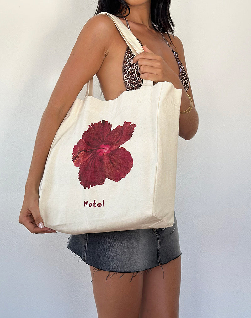 Image of Barbara Tote Bag in Hibiscus Ivory