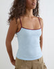 Image of Barlyn Cami Top in Lace Turquoise with Burgundy Binding