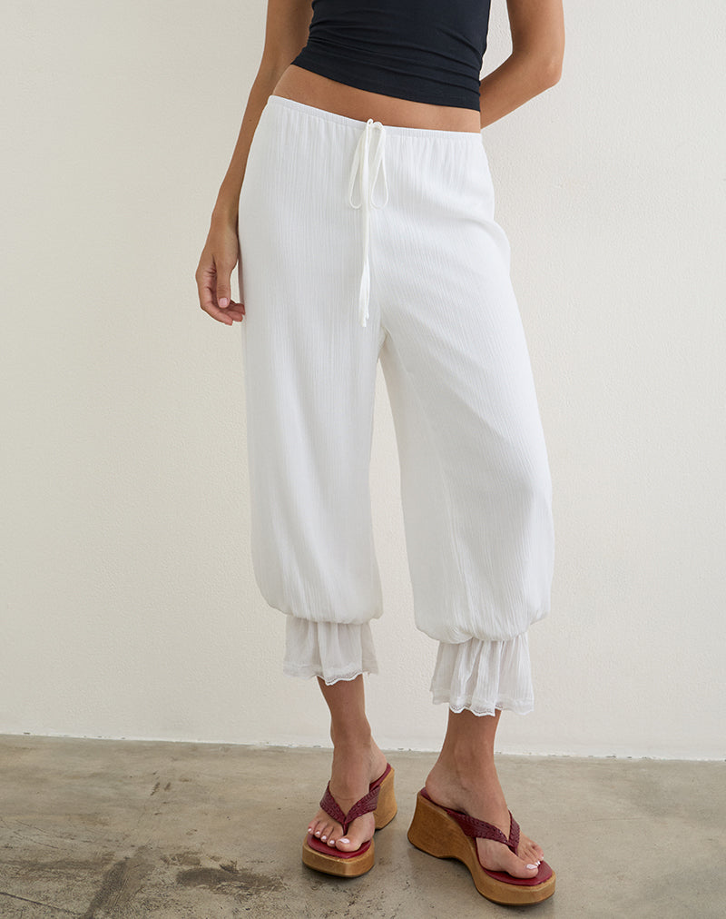 Basma Bloomer Trouser in Rayon White