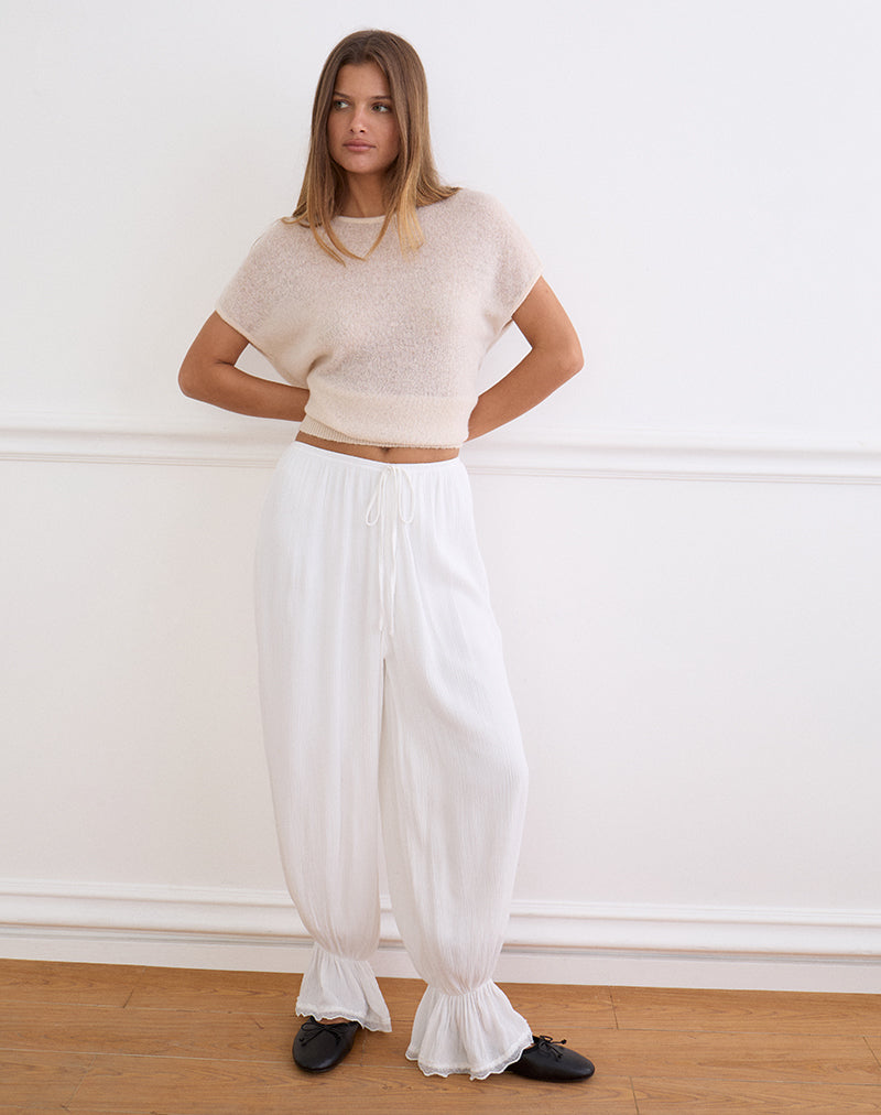 Basma Bloomer Trouser in Rayon White