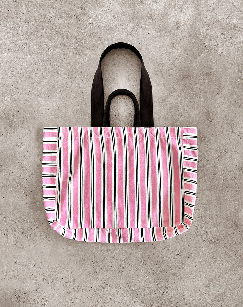 Image of Beach Bag in Stripe Pink