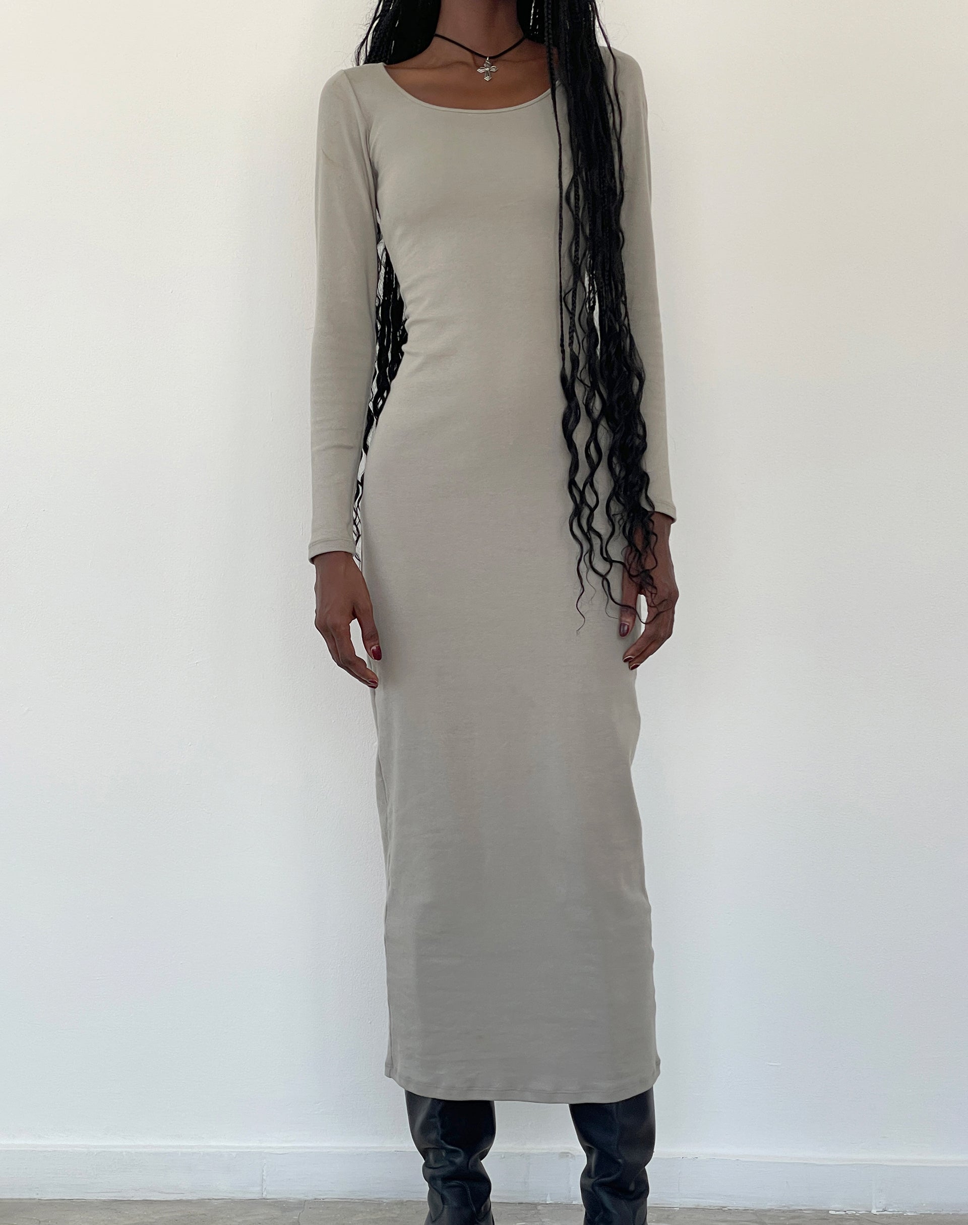 Image of Belila Long Sleeve Maxi Dress in Sage Grey
