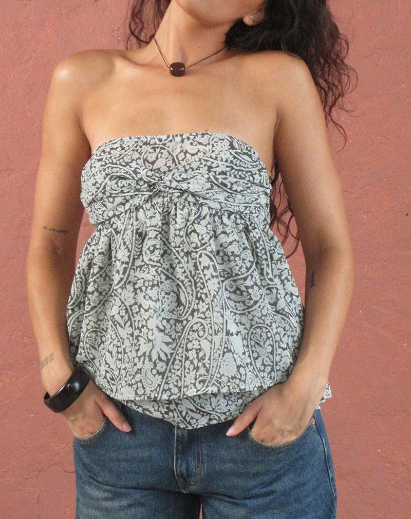 Image of Belira Bandeau Top in Bloom Paisley Pale Blue