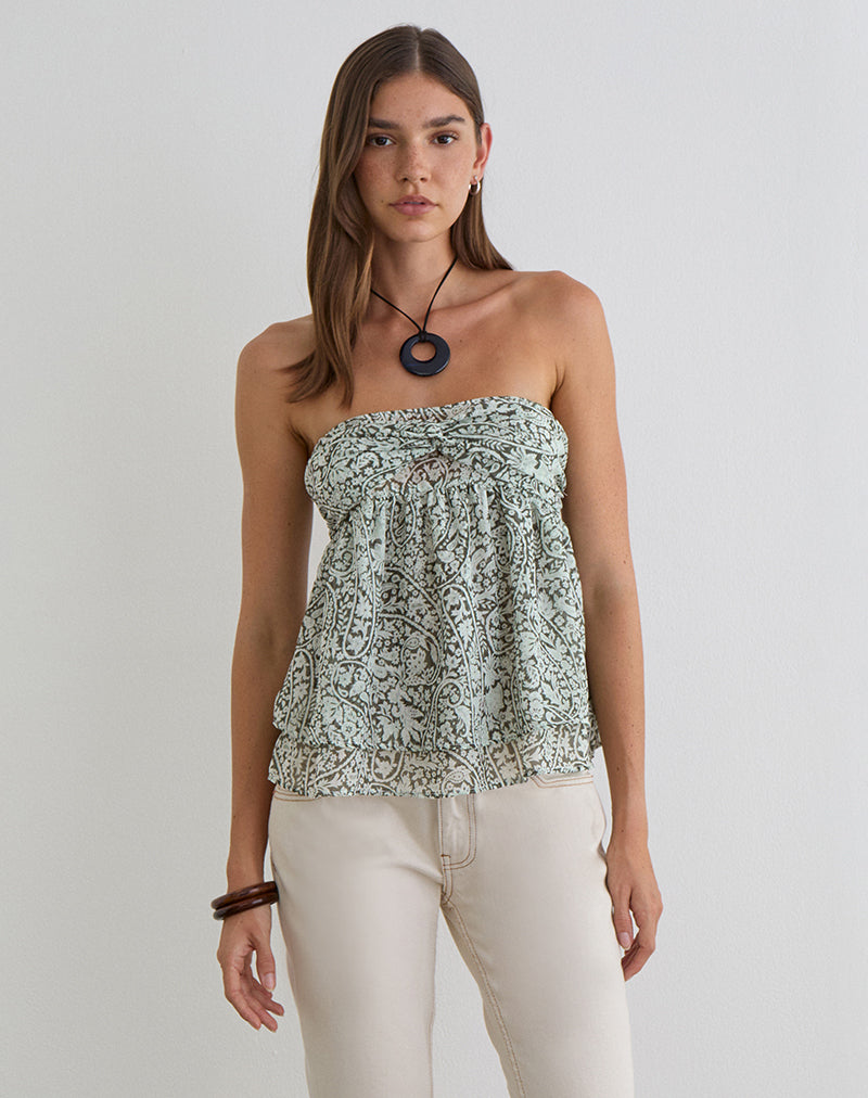 Image of Belira Bandeau Top in Bloom Paisley Pale Blue