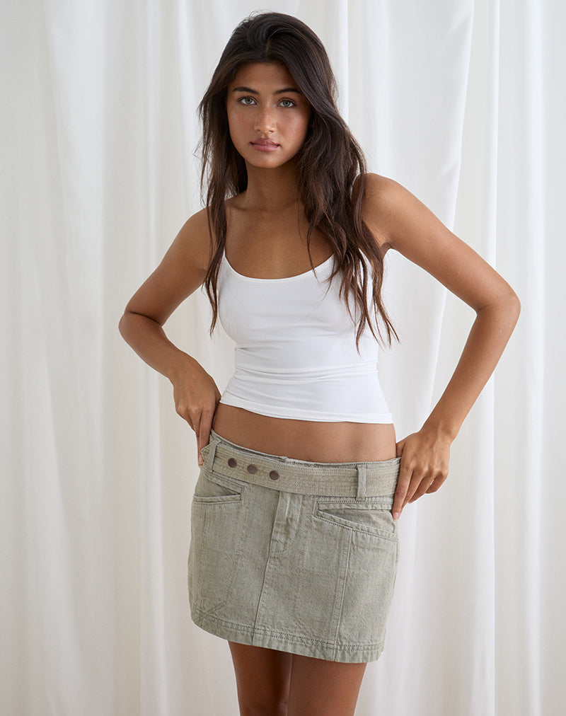Image of Belted Mini Skirt in Oat