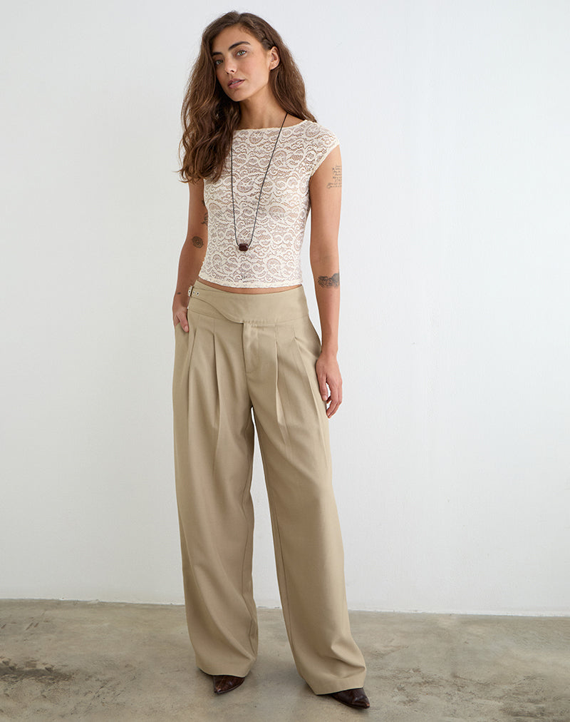 Image of Berdine Wide Leg Trouser in Tailoring Beige